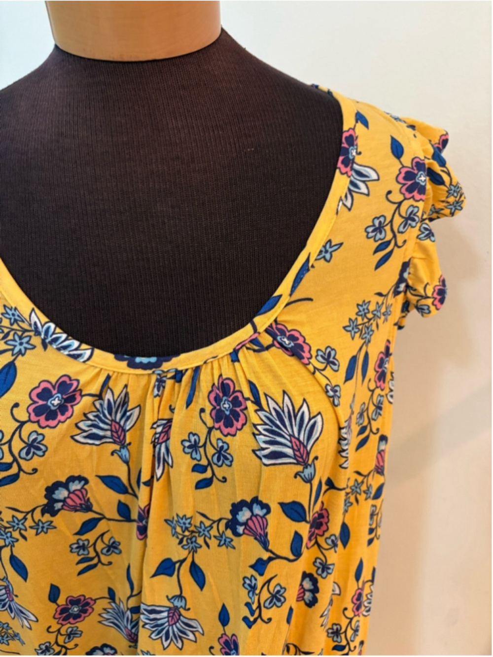 Croft & Barrow Floral Sleeveless Nightgown Dress Size 1X NWT Yellow Modal Blend - Picture 6 of 14